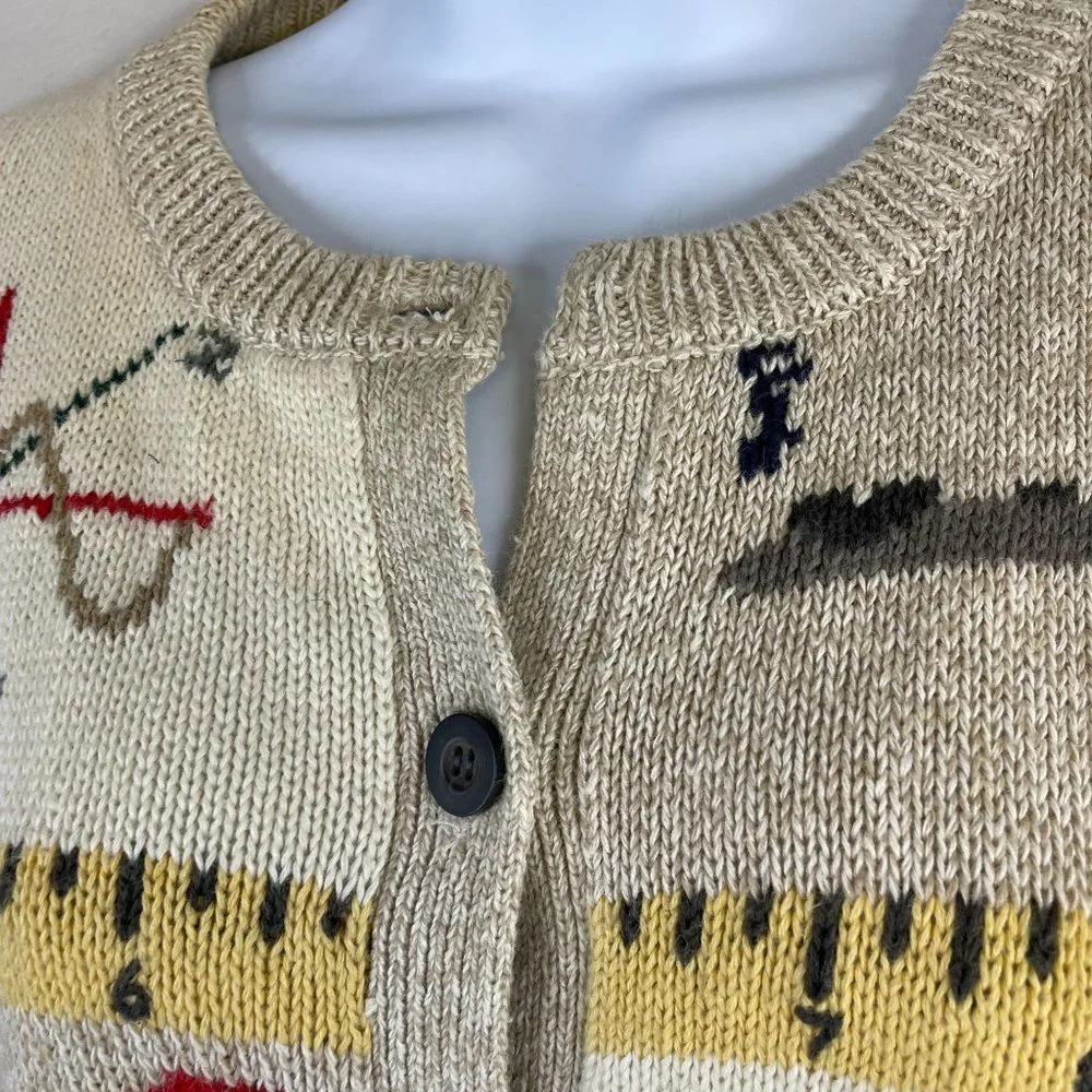 Woolrich Womens TEACHER Cardigan Sweater Sz M MATH SCIENCE Music Sports Vintage - Picture 8 of 13